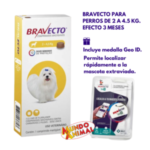 BRAVECTO PARA PERROS DE 2 A 4.5 KG - EFECTO 3 MESES